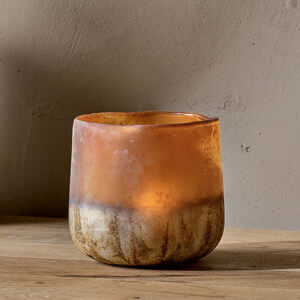 Nkuku Ngolo Tealight Holder Antiqued Amber Medium